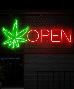 Alternative view of Open Neon Sign Weed Neon Sign Wall Decor Art
