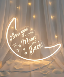 Alternative view of To The Moon and Back Neon Sign